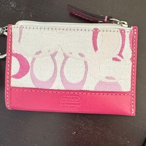 Coach Pink and Cream Mini Skinny ID card holder